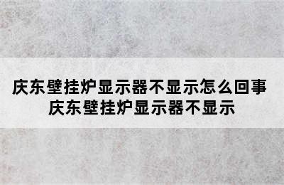 庆东壁挂炉显示器不显示怎么回事 庆东壁挂炉显示器不显示